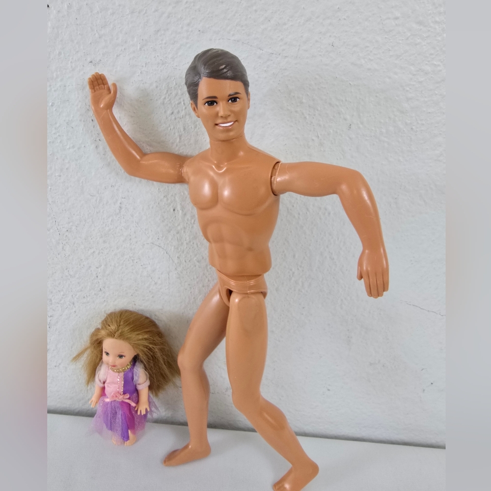2 Vintage Barbie Dolls Posable Ken and Chelse Kelly